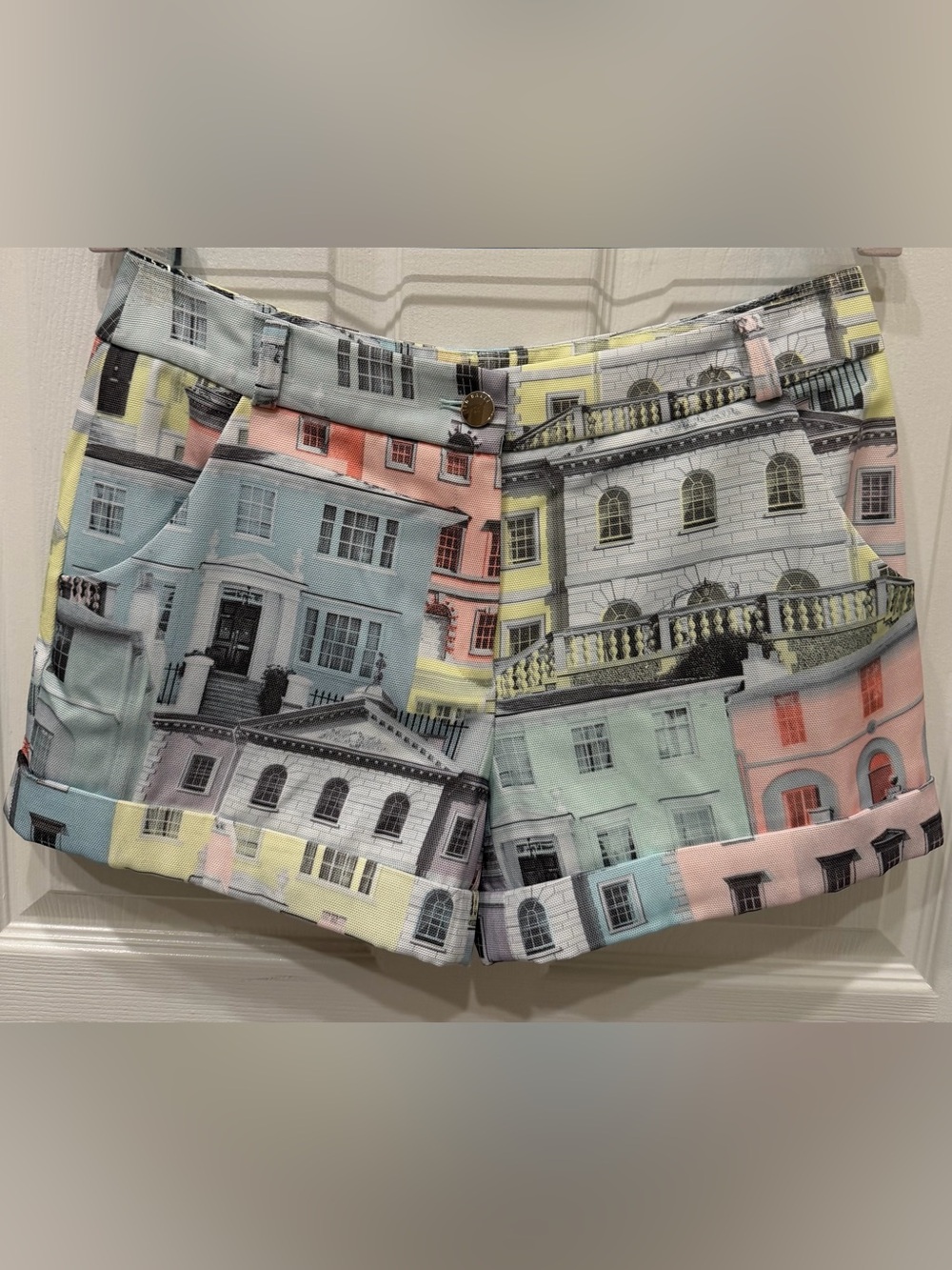 Ted Baker London Sew in Love Lelah Houses Print Cuffed Shorts Size 2 US 6